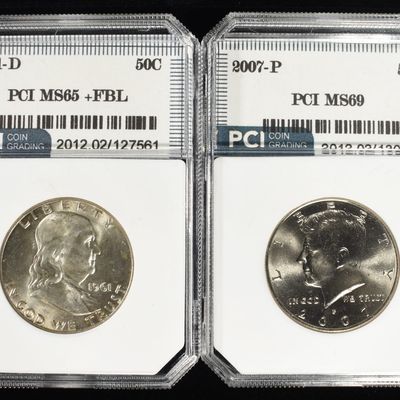 Sale Photo Thumbnail #224: (2) GRADED HALF DOLLARS