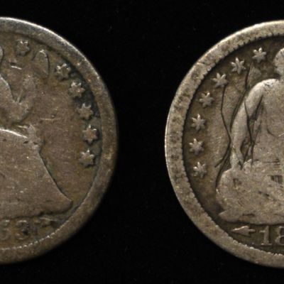 Sale Photo Thumbnail #45: 1853-P&O LIBERTY SEATED HALF DIMES ARROWS