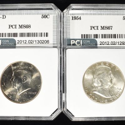 Sale Photo Thumbnail #222: (2) GRADED HALF DOLLARS