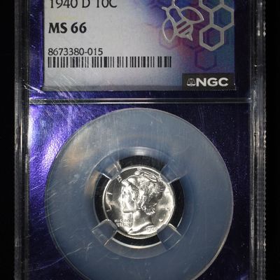 Sale Photo Thumbnail #6: 1940-D MERCURY DIME NGC MS66