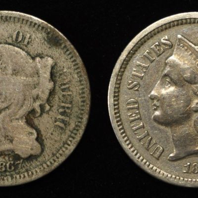 Sale Photo Thumbnail #43: 1867 & 1868 3-CENT NICKELS VG/F