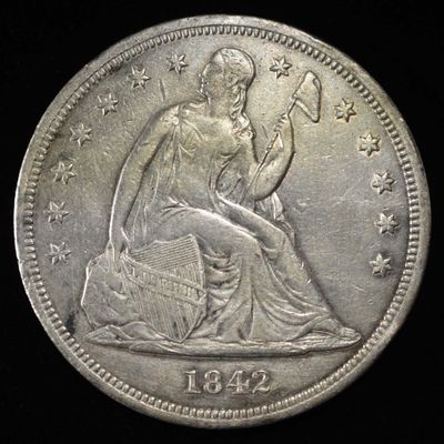 Sale Photo Thumbnail #62: 1842 SEATED DOLLAR VF/XF
