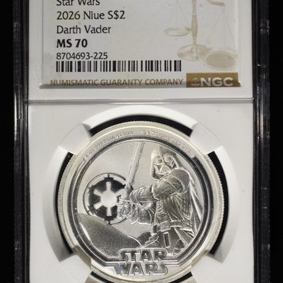 Sale Photo Thumbnail #22: 2026 NIUE $2 DARTH VADER 1 OZ .999 SILVER NCG MS70