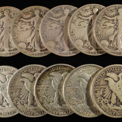 Sale Photo Thumbnail #361: (10) WALKING LIBERTY HALF DOLLARS