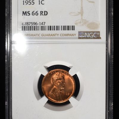 Sale Photo Thumbnail #183: 1955 WHEAT CENT NGC MS66 RD