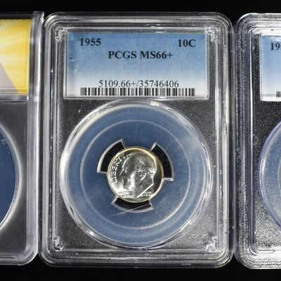Sale Photo Thumbnail #203: (3) GRADED ROOSEVELT DIMES