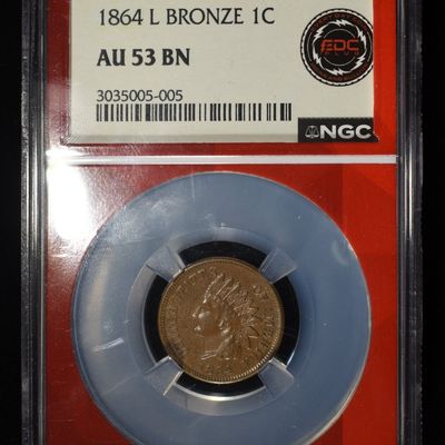 Sale Photo Thumbnail #2: 1864 L BRONZE INDIAN CENT NGC AU 53 BN