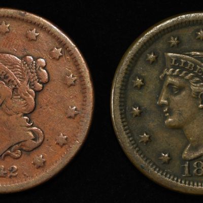 Sale Photo Thumbnail #30: 1842 & 1848 BRAIDED HAIR LARGE CENTS