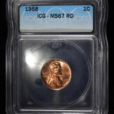 Sale Photo Thumbnail #185: 1958 WHEAT CENT ICG MS67 RD