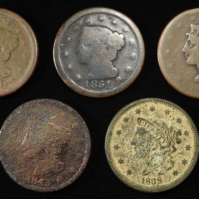 Sale Photo Thumbnail #34: (5) LARGE CENTS DAMAGED