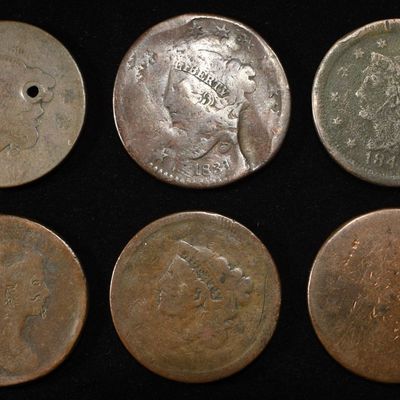 Sale Photo Thumbnail #33: (6) MISC LARGE CENTS DAMAGED