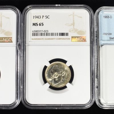 Sale Photo Thumbnail #191: (3) GRADED JEFFERSON NICKELS