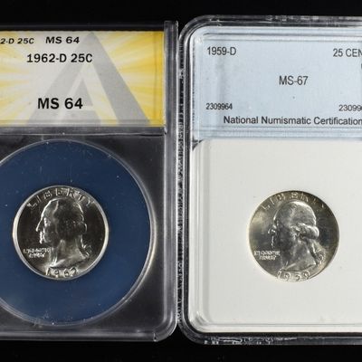 Sale Photo Thumbnail #215: (4) GRADED WASHINGTON QUARTERS