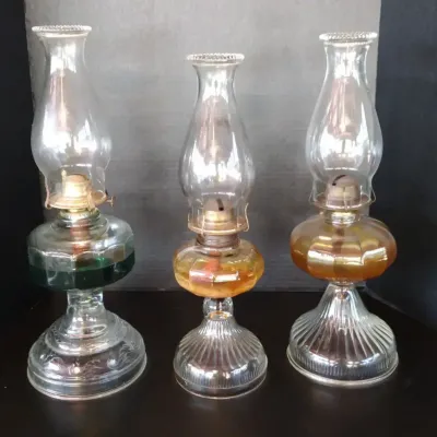 Three Classic Tall Hurricane Oil Lamp
