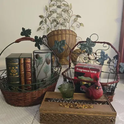 Metal Decor Featuring Hollywood Regency Gold Filigree Box