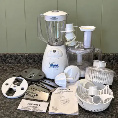 EuroPro Quad Blade Food Processor Blender Combo