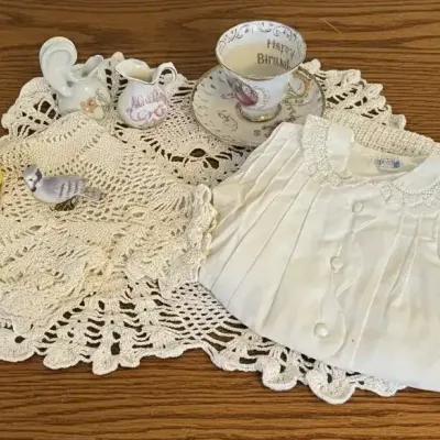 Vintage Crocheted Doilies & Table Scarf