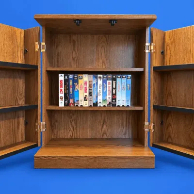 Vintage VHS Tapes and Storage Cabinets 