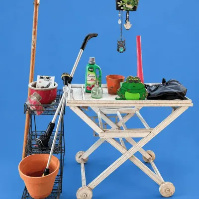  Vintage Potting Cart, Plant Stand, Gardening Supplies 