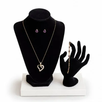 5 14kgoldamethystheartpendantnecklace earringsset