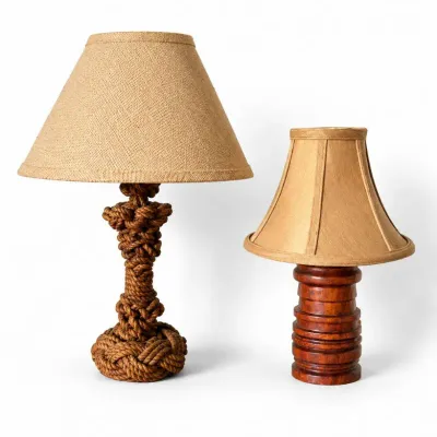 16 vintageandantiqueprimitiverope turnedwoodtablelamps