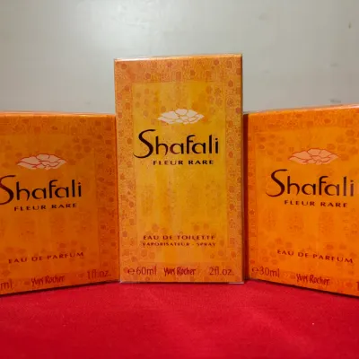 Set of three vintage Yves Rocher Shafali Fleur Rare fragrance boxes, including one 60ml eau de toilette spray and two 30ml eau de parfum...