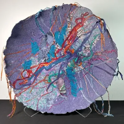 Signed 1993 Mixed-Media Fiber Vessel / Sculptural Bowl with Perspex Display