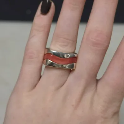 925 Sterling and Acrylic 3 Piece Size 5 Ring Set