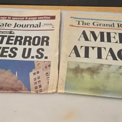 Pair of 9/11 Newspapers - Grand Rapids and Lansing
