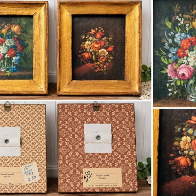 Sale Photo Thumbnail #22: 1960s Italian G.B. Florence Flemish School Floral Still Life Prints in Gold Gilt Frames - Pair - Potterville