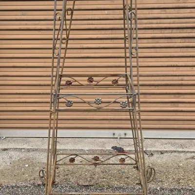 Vintage Rustic 3-Tier Wrought Iron Plant Stand - Garden and Patio Decor