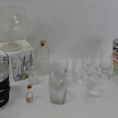 Bar Ware - Ice Bucket, Stein, Drambuie Glass, Champagne Glasses, New Libby Glass Set