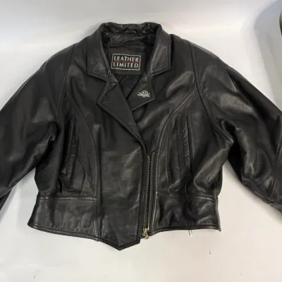 Vintage Leather Limited Women's Biker Jacket with Harley-Davidson Pin