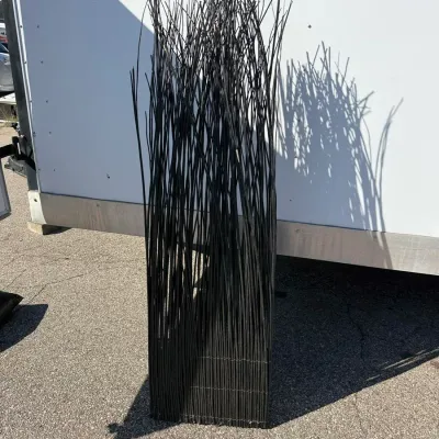 Black Painted Willow Reed Decorative Floor Screen