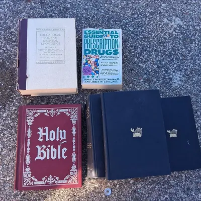 Small Collection of Vintage Books, Holy Bible, Encyclopedias, Etc.