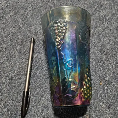 Indiana Glass Company Harvest Grape Iridescent Blue Carnival Glass - Estate Sales Warehouse (GR)