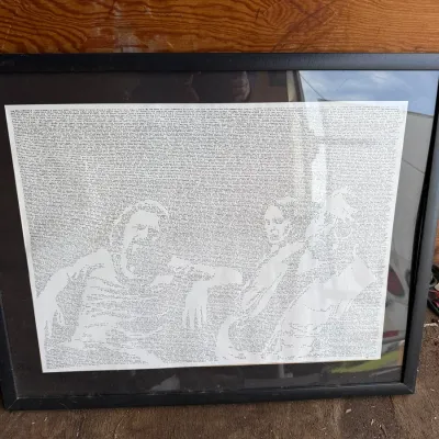 Framed Hand-Lettered Text Portrait Art, The Big Lebowski Script Calligram