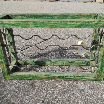Rustic Green Wall-Mounted Wine Rack