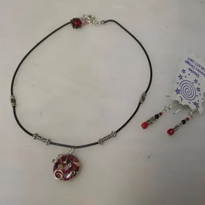 Red Glass and Sterling Jewelry