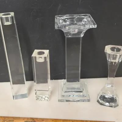 Set of 4 Crystal Candle Holders incl. Villeroy and Boch