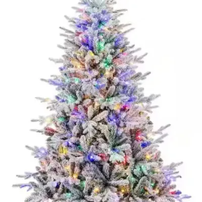 6 ft. Flocked Artificial Christmas Tree, Pre-Lit Christmas Tree with 300-Lights (Lot 1 of 4)