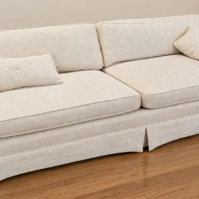 Off-White Traditional Upholstered Skirted Sofa