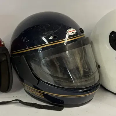 Vintage Helmet Lot: Polaris by Bell and Open-Face Motorcycle Helmets