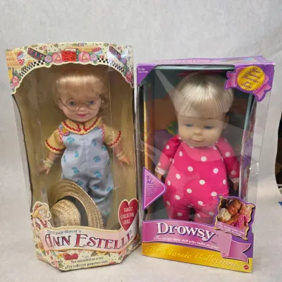 Vintage 1997 Mary Engelbreit's Ann Estelle Doll w/ Vintage Style Mattel Drowsy Talking Baby Doll