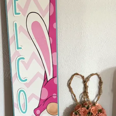 Sale Photo Thumbnail #28: Easter Gnome Welcome Sign & NWT Wooden Bunny Wreath