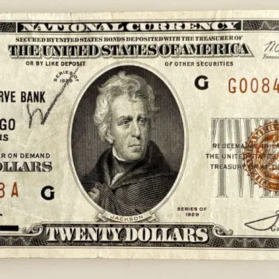 1929 Depression Era $20 National Currency Note
