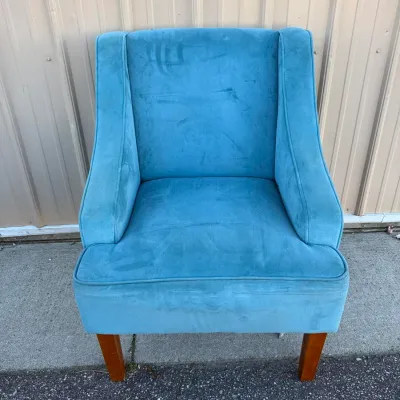 Swoop Arm Accent Chair, Teal Velvet Upholstery with Tapered Wood Legs