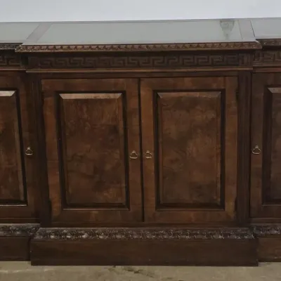 Vintage Hekman Breakfront Buffet with Green Marble Inserts - more photos (2) - Lot 7310874