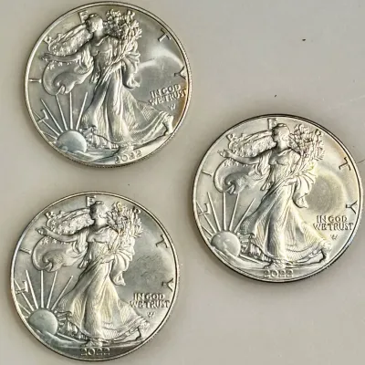 Lot of 3 - 2022 American Silver Eagles