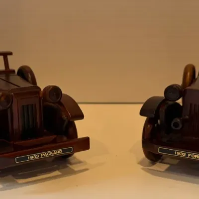 Sale Photo Thumbnail #4: Classic Vintage Handcrafted Wooden Model 1932 Ford & 1933 Packard 10" Cars - Excellent Condition!